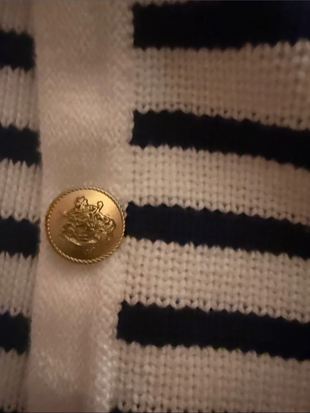 J. Crew Navy and White Striped Button-Up Cardigan